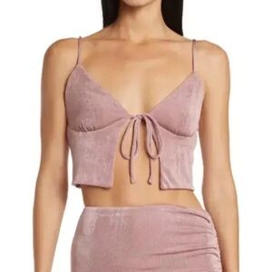 Elodie Tie Open Front Mink Pink Camisole Crop Top Size Medium